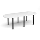 Dams white radial end meeting table with radial legs, showing a sleek, modern design and smooth white tabletop.