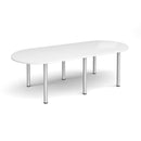 White radial end meeting table with radial legs by Dams, showcasing a modern conference or meeting room table.