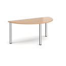 Semi-circular radial leg meeting table in beech wood by Dams, featuring a smooth surface and modern design.