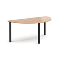Semi circular radial leg meeting table in beech wood by Dams, showcasing smooth surface and sturdy design.