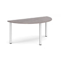 Grey oak semi-circular radial leg meeting table by Dams with sleek modern design and sturdy metal legs.