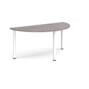 Semi circular radial leg meeting table in grey oak finish by Dams, showcasing smooth surface and modern design.