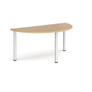 Semi circular radial leg meeting table in Kendal Oak finish by Dams, showing smooth wood surface and sturdy legs.