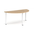 Semi circular radial leg meeting table in Kendal Oak finish by Dams, showing smooth wooden surface and modern design.