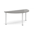 Dams Semi Circular Radial Leg Meeting Table in Onyx Grey with rounded edges and modern design, suitable for conference rooms.