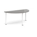 Dams semi-circular radial leg meeting table in Onyx Grey with a sleek, modern design and radial leg support structure.