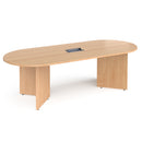 Dams Arrow Head Leg Radial End Boardroom Table in beech wood with central cut-out and Aero Power module, showcasing sleek design.