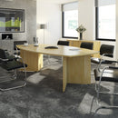 Arrow Head Leg Radial End Boardroom Table With Central Cut-Out - Grey Oak - NWOF
