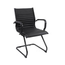 Dams Bari Executive Visitors Chair with black faux leather seat and black frame, modern office seating with ergonomic design