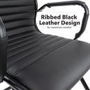 Dams Bari Executive Visitors Chair with black faux leather seat and back, black frame, modern office seating.