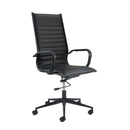 Dams Bari high back executive chair with black faux leather upholstery and black frame, ergonomic office seating.