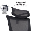 Dams Elise black mesh back operator chair with headrest and black mesh seat, ergonomic office seating with adjustable features.