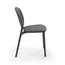 Pair of Dams Everly multi-purpose armless chairs in anthracite grey, shown from side view with a sleek modern design.