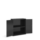 Black extra shelf for Dams steel storage cupboards, providing additional organization and storage space.