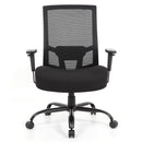 Dams Isla bariatric operator chair with black fabric seat and mesh back for ergonomic support and comfort.