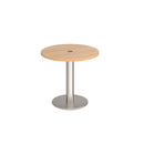 Dams Monza circular meeting table with beech finish and central circular cut-out, designed for professional office or conference spaces.