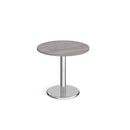 Dams Pisa circular dining table with grey oak top and round chrome base, modern kitchen or dining room furniture