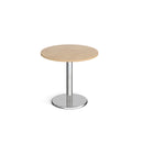Dams Pisa circular dining table with Kendal oak top and round chrome base, stylish and modern for dining rooms