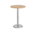 Dams Pisa circular poseur table with beech top and round chrome base, modern bar or counter table for stylish seating areas.
