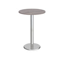 Dams Pisa circular poseur table with grey oak tabletop and round chrome base, modern and stylish for contemporary interiors.