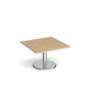 Dams Pisa square coffee table with Kendal oak top and round chrome base, modern living room furniture piece.