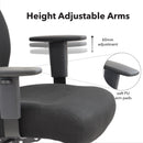 Dams Porter bariatric operator chair with black fabric seat and back, ergonomic design for healthcare or industrial use