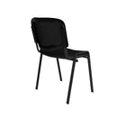 Dams Taurus black mesh back stackable meeting room chair with armrests and sturdy frame, suitable for office or conference rooms.