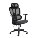Dams Zala mesh back operator chair with headrest and black mesh seat, ergonomic office seating for comfort and support.