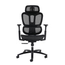 Dams Zala mesh back operator chair with adjustable headrest and black mesh seat, ergonomic office seating with armrests.