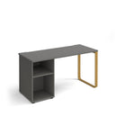 Dams Cairo straight desk with sleigh frame legs and support pedestal, showcasing a modern office workspace with a sleek design.