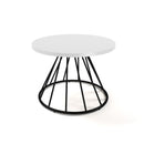 Figaro coffee table by Dams with a sleek black spiral base and a smooth round tabletop.