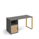 Dams Cairo straight desk with sleigh frame legs, support pedestal, and cupboard door in modern office setting