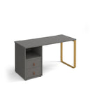Dams Cairo straight desk with sleigh frame legs, support pedestal, and drawers for workspace organization.