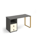 Dams Cairo straight desk with sleigh frame legs and support pedestal with drawers, wooden office desk with modern design.