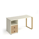 Dams Cairo straight desk with sleigh frame legs and support pedestal with drawers, white finish, modern office workspace design