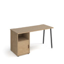 Dams Sparta straight desk with A-frame legs, support pedestal, and cupboard door in a modern office setting.