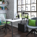 Dams Sparta straight desk with A-frame legs, support pedestal, and cupboard door, showing clean, modern workspace design