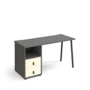 Dams Sparta straight desk with A-frame legs and support pedestal featuring drawers, in white finish