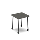 Dams Kendal oak show mobile meeting table, 700mm width, with a sleek wooden surface and sturdy metal legs for versatile use.