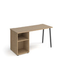 Dams Sparta straight desk with A-frame legs and support pedestal, featuring a sleek wood surface and sturdy metal frame.