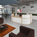 Dams Denver Reception Straight Base Unit with sleek wood finish and modern design for office reception areas.