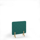 Lattice acoustic floor-standing screen with wooden legs, designed for room separation and sound absorption by Dams.