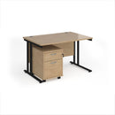 Dams Maestro 25 straight desk with two-drawer under desk pedestal, featuring modern office workspace and organizational storage.