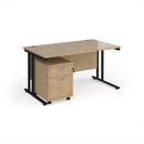 Dams Maestro 25 Straight Desk with two-drawer under desk pedestal, featuring a sleek, modern office workspace setup.