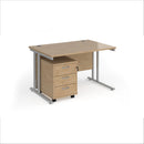 Dams Maestro 25 straight desk with a black finish and a three-drawer under desk pedestal for storage.