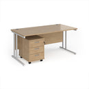 Dams Maestro 25 straight desk with black finish and matching 3-drawer under desk pedestal for organized workspace.