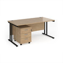 Dams Maestro 25 straight desk with a 3-drawer under desk pedestal in black finish, featuring clean lines and functional workspace design.