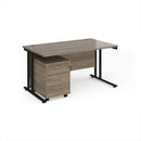 Dams Maestro 25 straight desk with black finish and attached 3-drawer under-desk pedestal for organized workspace.