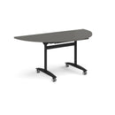Semi Circular Deluxe Fliptop Meeting Table - Onyx Grey - NWOF