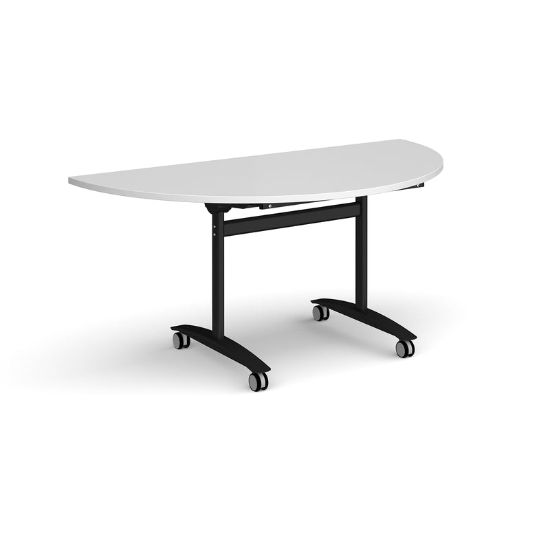 Semi Circular Deluxe Fliptop Meeting Table - White - NWOF